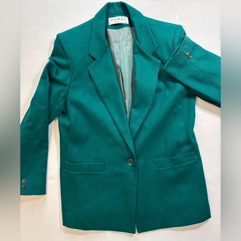 DUMAS‎ Vintage Women Lined Dark Green Wool blazer.